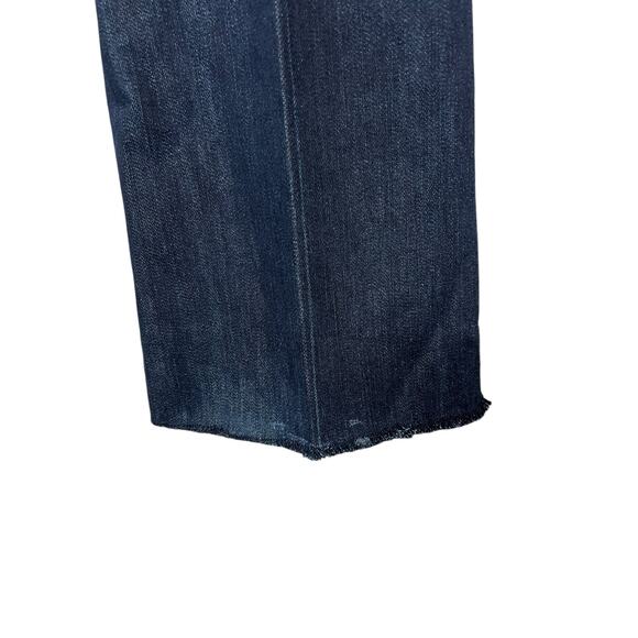 Joe's Jeans Rocker Fit- Flare Leg Low rise size 27 Dark Wash Raw Hem - Picture 3 of 9